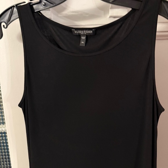 Eileen Fisher Stretch Silk Jersey Scoop Neck Top Black Size SP Luxury Minimalist - Picture 4 of 10